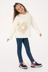 US Polo Assn. Girls' Cream Crew Neck Sweatshirt - Image 2