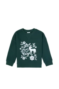 US Polo Assn. Girls' Dark Green Crew Neck Sweatshirt - Image 3