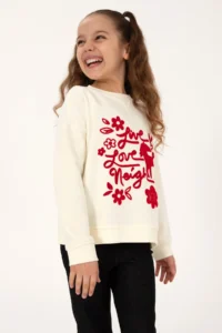 US Polo Assn. Girls' Cream Crew Neck Sweatshirt