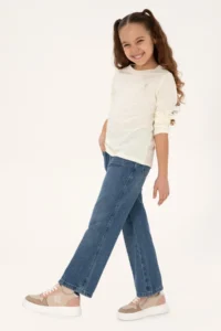 US Polo Assn. Girls' Cream Crew Neck Basic Sweatshirt - Image 2