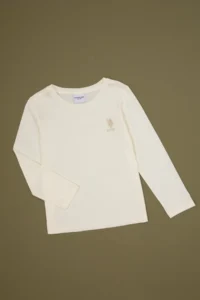 US Polo Assn. Girls' Cream Crew Neck Basic Sweatshirt - Image 3
