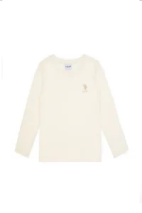 US Polo Assn. Girls' Cream Crew Neck Basic Sweatshirt - Image 4