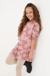 US Polo Assn. Girls' Orchid Floral Patterned Crew Neck Sweatshirt