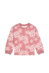 US Polo Assn. Girls' Orchid Floral Patterned Crew Neck Sweatshirt - Image 3