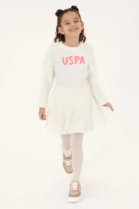 US Polo Assn. Girls' Cream Knitting Skirt - Image 2