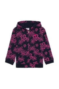 US Polo Assn. Girls' Navy Blue Hooded Zippered Floral Patterned Sweatshirt - Image 3