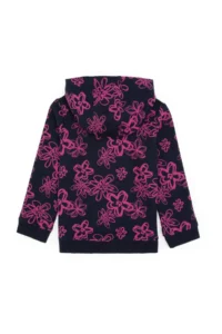 US Polo Assn. Girls' Navy Blue Hooded Zippered Floral Patterned Sweatshirt - Image 4