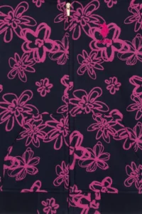 US Polo Assn. Girls' Navy Blue Hooded Zippered Floral Patterned Sweatshirt - Image 5
