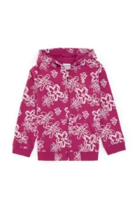US Polo Assn. Girls' Pink Hooded Zippered Floral Sweatshirt - Image 2