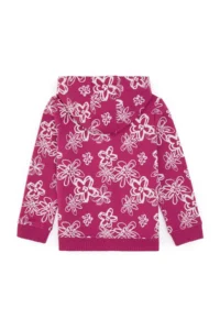 US Polo Assn. Girls' Pink Hooded Zippered Floral Sweatshirt - Image 3