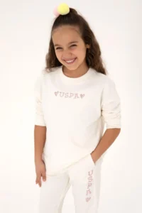 US Polo Assn. Girls' Cream Crew Neck Sweatshirt
