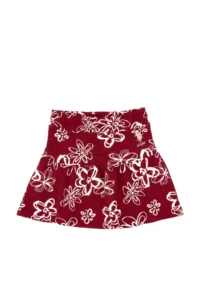 US Polo Assn. Girls' Dark Raspberry Floral Patterned Knitting Skirt - Image 3