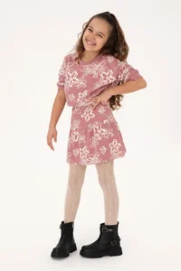 US Polo Assn. Girls' Orchid Floral Patterned Knitting Skirt - Image 2
