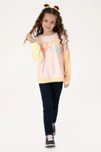 US Polo Assn. Girls' Light Pink Crew Neck Sweatshirt - Image 2