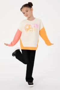 US Polo Assn. Girls' Orange Crew Neck Sweatshirt - Image 2