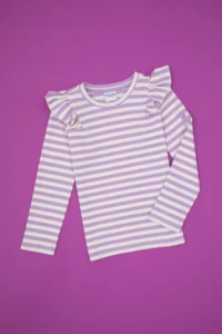 US Polo Assn. Girls' Lilac Striped Crew Neck Sweatshirt - Image 3