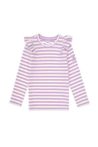 US Polo Assn. Girls' Lilac Striped Crew Neck Sweatshirt - Image 4