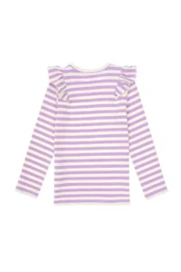 US Polo Assn. Girls' Lilac Striped Crew Neck Sweatshirt - Image 5