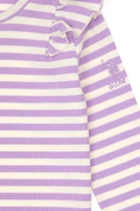 US Polo Assn. Girls' Lilac Striped Crew Neck Sweatshirt - Image 6