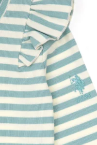 US Polo Assn. Girls' Mint Striped Crew Neck Sweatshirt - Image 7