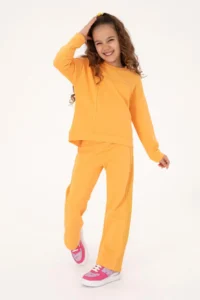US Polo Assn. Girls' Orange Crew Neck Sweatshirt