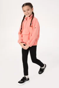 US Polo Assn. Girls' Neon Pink Fleece Half Zippered Sweatshirt - Image 2