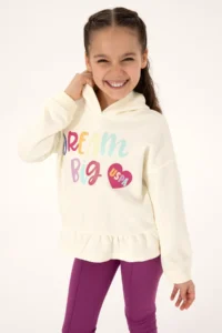 US Polo Assn. Girls' Cream Hooded Sweatshirt
