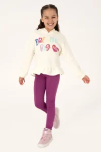 US Polo Assn. Girls' Cream Hooded Sweatshirt - Image 2