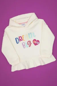 US Polo Assn. Girls' Cream Hooded Sweatshirt - Image 3