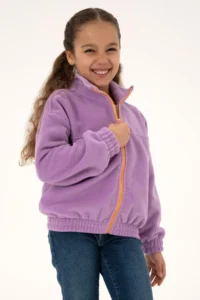 US Polo Assn. Girls' Lilac Zippered Fleece Sweatshirt