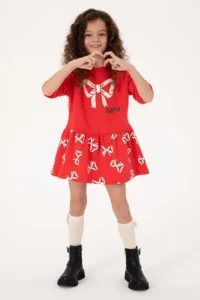 US Polo Assn. Girls' Red New year Themed Knitting Dress - Image 2