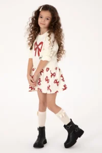 US Polo Assn. Girls' Cream New year Themed Knitting Dress - Image 2