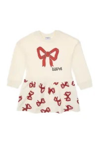 US Polo Assn. Girls' Cream New year Themed Knitting Dress - Image 4