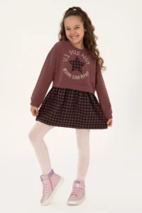 US Polo Assn. Girls' Dusty Rose Knitting Dress - Image 2