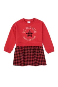 US Polo Assn. Girls' Red Knitting Dress - Image 3