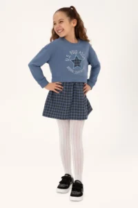 US Polo Assn. Girls' Light Navy Knitting Dress - Image 2