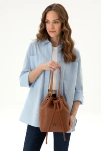 Pierre Cardin Tan Drawstring Bag