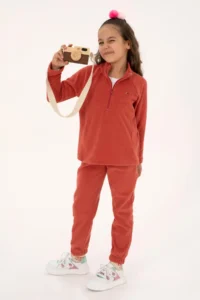 US Polo Assn. Girls' Dusty Rose Jogger Fleece Sweatpants - Image 2