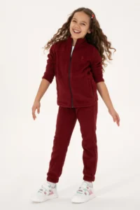 US Polo Assn. Girls' Burgundy Jogger Fleece Sweatpants - Image 3