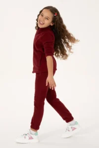 US Polo Assn. Girls' Burgundy Jogger Fleece Sweatpants - Image 4
