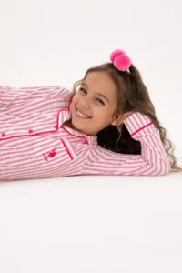 US Polo Shirt Assn. Girls' Fuchsia Striped Pajama Set - Image 3