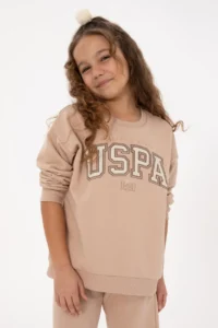 US Polo Shirt Assn. Girls' Camel Tracksuit - Image 3