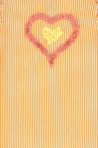 US Polo Assn. Girls' Orange Heart Embroidered Striped Shoulder Detailed Weaving Dress - Image 6