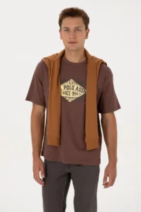 US Polo Assn. Men Brown T-Shirt - Image 3