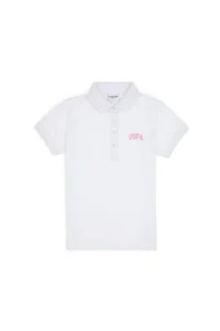 US Polo Assn. Girls' White Polo Shirt Collar T-Shirt - Image 2