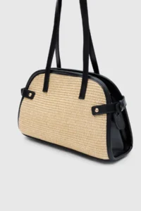 Shule Bags Vosges Wicker Shoulder Bag Black - Image 3