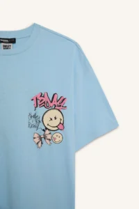 DeFacto SmileyWorld Oversize Wide Fit Crew Neck Back Printed Short Sleeve T-Shirt - Image 8