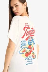 DeFacto 100% Cotton Oversized Printed T-Shirt
