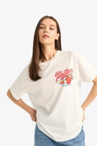 DeFacto 100% Cotton Oversized Printed T-Shirt - Image 3