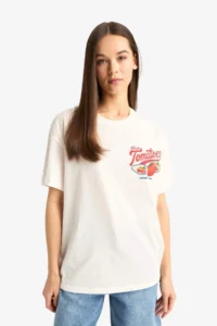 DeFacto 100% Cotton Oversized Printed T-Shirt - Image 4